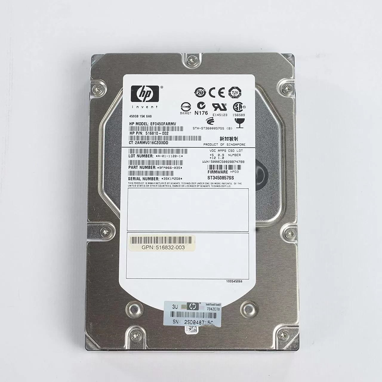 HP 3.5インチ HDD 450GB SAS 15000rpm 6G/7個入り HDD HP 450GB 6G SAS, 15000 RPM, 3.5 inch - eMAG.ro